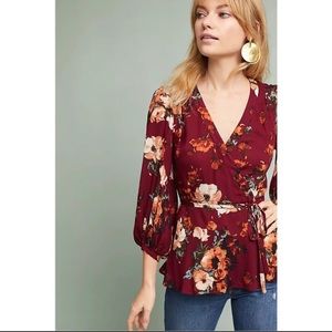 Anthropologie HD in Paris Gail Floral Wrap  Top